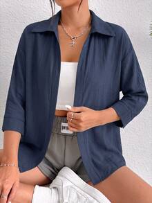 SHEIN PETITE 女士襯衫 - 深灰色 - 查看 7