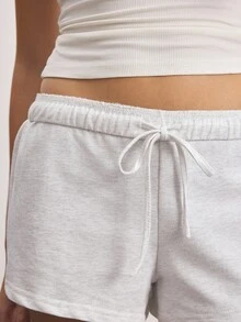 Ocili Drawstring Waist Lounge Shorts - Light Grey - View 7