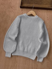 SHEIN Tween Girls Sweaters - Grey - View 2
