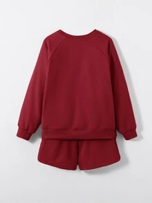 Maija Kids Maija Kids 青少年女孩連帽衫與運動衫套裝 - 酒紅色 - 查看 2
