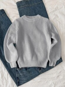 SHEIN Tween Girls Sweaters - Grey - View 3