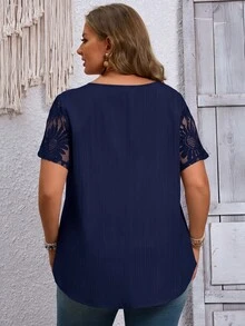 EMERY ROSE Plus Size Blouses - Navy Blue - View 2