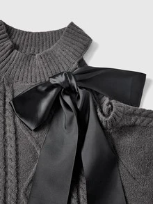 ROMWE Women Sweater Dresses - Dark Grey - View 3