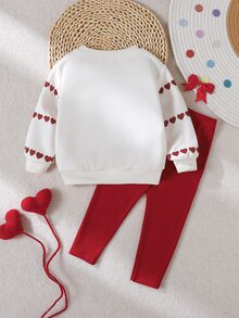 Cozy Pixies Baby Girl Heart Print Bow Front Sweatshirt & Sweatpants Set - Multicolor - View 6