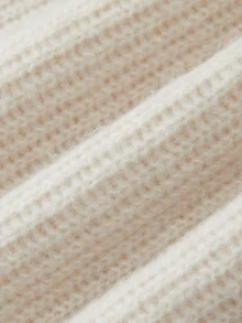 SHEIN Turtleneck Button Detail Split Thigh Sweater Dress - Apricot - View 4
