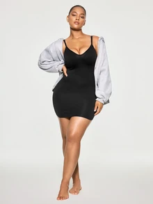 SHAPORA Women's Comfortable Skin-Friendly Plus Size Shaping Dress - Black - View 7