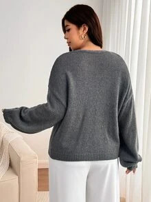 Enliva Plus Size Cardigans - Grey - View 2