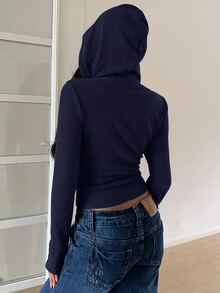 SHEIN EZwear 女款日常海軍藍秋季夾克 - 藏蓝色 - 查看 2