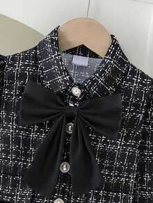 SHEIN 2件組女童開學季秋季外套套裝 - 黑色 - 查看 5
