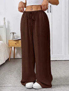 SHEIN EZwear Plus Size Pants - Brown - View 4