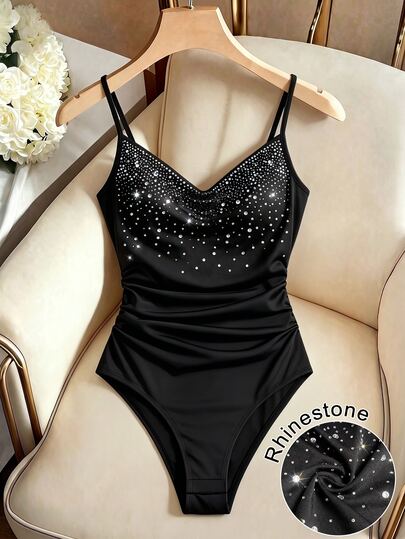Selianne Draped Collar Ruched Cami Bodysuit
