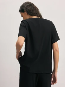 Ocili Solid Drop Shoulder Lounge Tee - Black - View 3