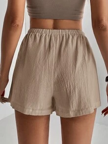 SHEIN Tall Women Shorts - Camel - View 2