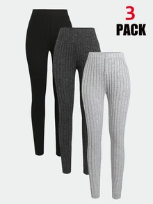 SHEIN Legging Anak Perempuan Remaja 3 Potong - MultiWarna - View 1