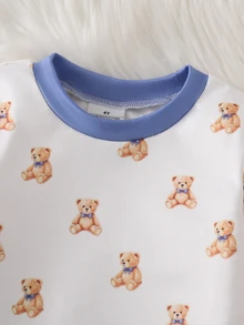 Young Boy 4pcs Cartoon Graphic PJ Set - White - View 5