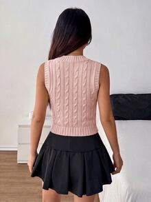SHEIN PETITE 女士毛衣馬甲 - 藕粉色 - 查看 2