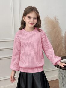 SHEIN Tween Girls Sweaters - Grey - View 7