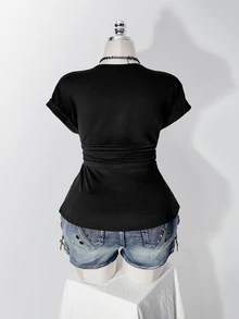 SHEIN ICON 加大襯衫 - 黑色 - 查看 2