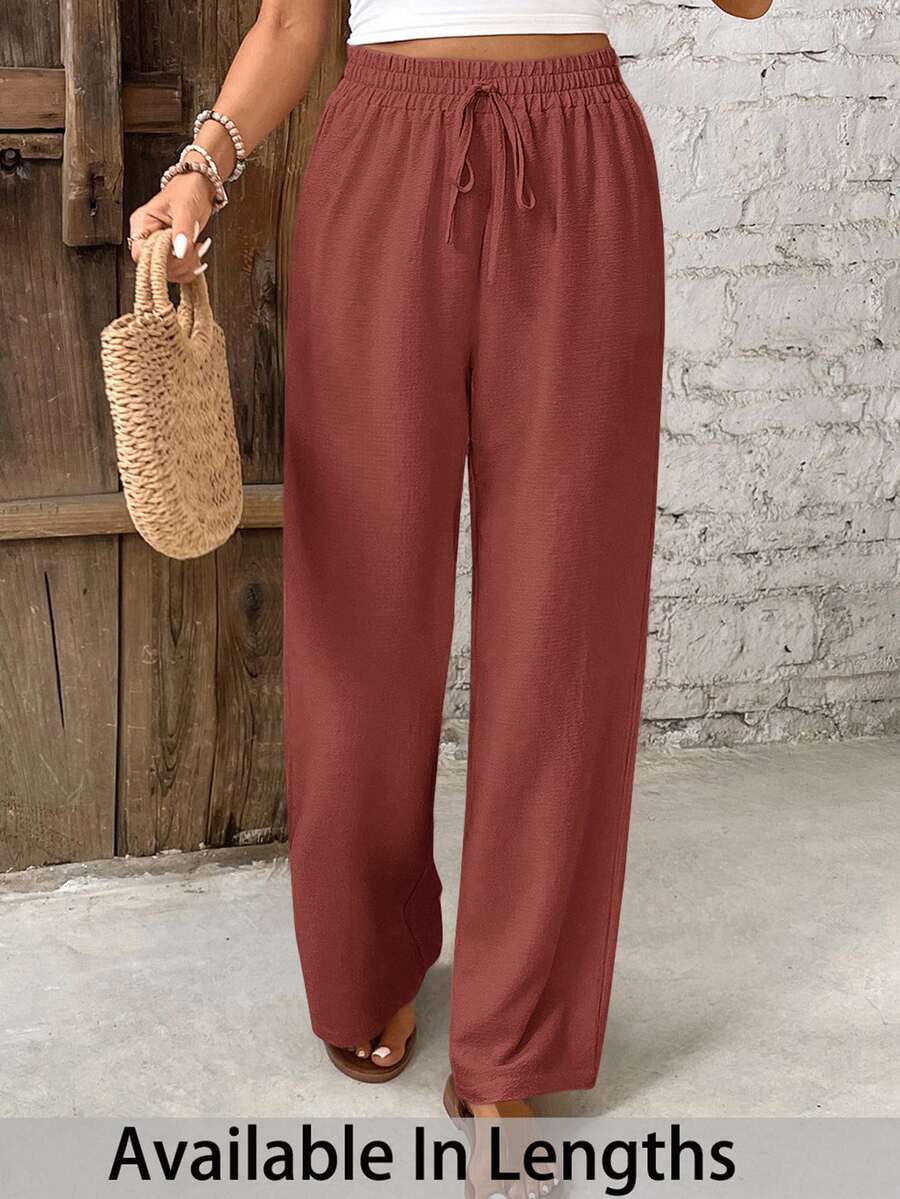 SHEIN PETITE CURVE Pantalones Extra Grande - Óxido marrón - Ver 1