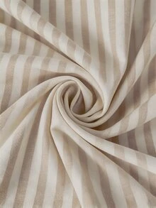 EMERY ROSE Plus Striped Print Notched Neckline Lantern Sleeve Blouse - Multicolor - View 7