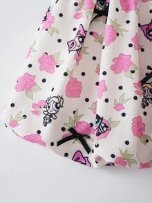 THE POWERPUFF GIRLS X SHEIN Young Girl All-Over Print Pleated Casual Daily Summer Travel Dress - Apricot - View 8
