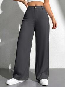 SHEIN PETITE Women Pants - Dark Grey - View 4