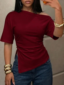 Slaydiva Women T-Shirts - Burgundy - View 7