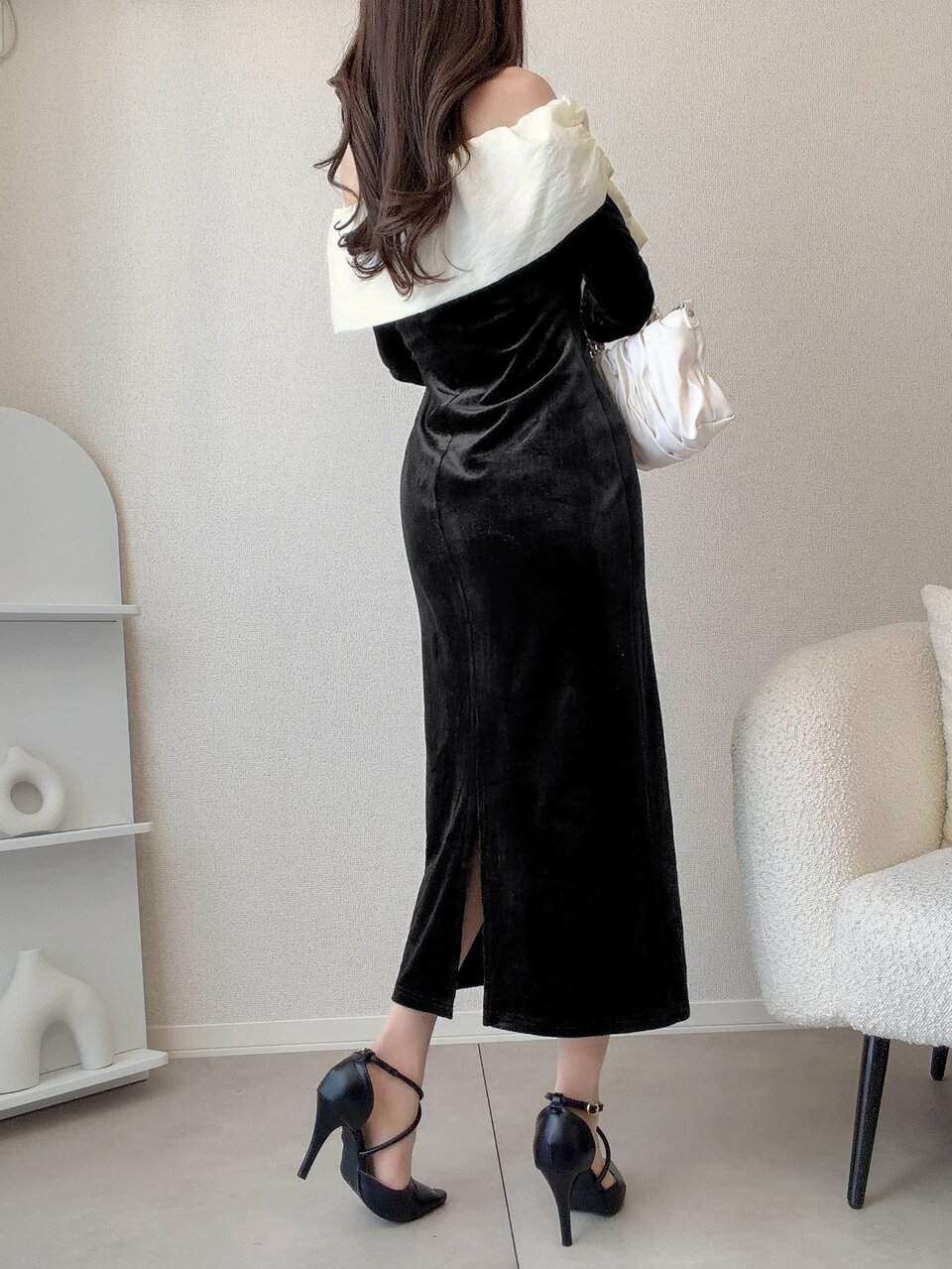 Colorblock Bow Cold Shoulder Split Hem Maxi Dress Fall