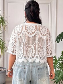 SHEIN EZwear 大碼女士上衣 - 白色 - 查看 2