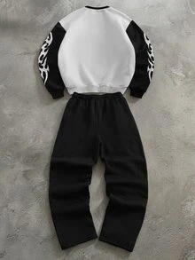 Manfinity Roghcode Men Sweatshirt Co-Ords - Black and White - View 2