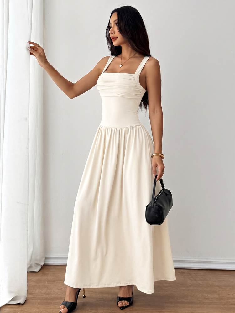 SHEIN PETITE فساتين ماكسي للنساء - لون مشمشي - مشاهدة 8