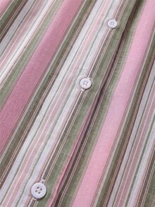 SHEIN LUNE Plus Pink Print Shirt Dress Autumn Office Vacation Casual Soft Form Fall - Pink - View 3