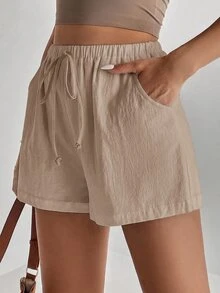 SHEIN Tall Women Shorts - Camel - View 4