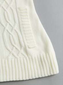 Sweetra Cable Knit Hooded Sweater - White - View 3