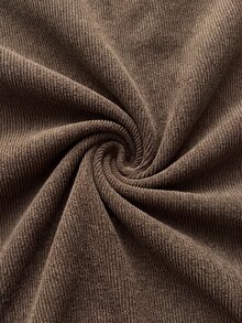 SHEIN LUNE Solid Corduroy Zip Back Ruched Side Skort Brunch Picnic Olive Green Summer Casual - Brown - View 7