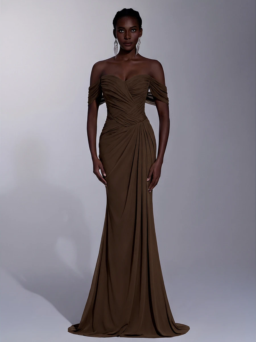 Elitara Women Formal & Evening Dresses - Coffee Brown - View 1