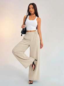 SHEIN PETITE Women Pants - Apricot - View 4
