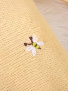 SHEIN Baby Girl Floral Pattern Ruffle Trim Knit Autumn Jumpsuit With Headband - Yellow - View 6