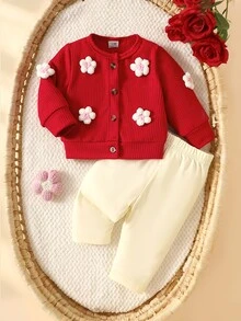 SHEIN Newborn Baby Sets - Red - View 2