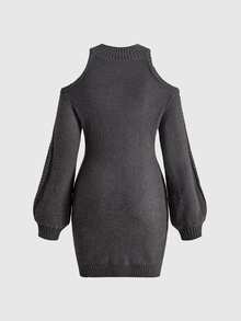 ROMWE Women Sweater Dresses - Dark Grey - View 2