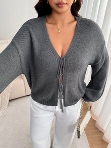 Enliva Plus Size Cardigans - Grey - View 3