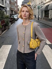 Struktiv Houndstooth Print Button Front Jacket - Multicolor - View 4