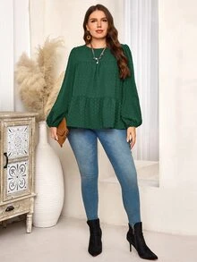 EMERY ROSE Blusas de Tamanho Grande - Verde escuro - Ver 5