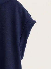 SHEIN EZwear 女款運動休閒連帽衛衣 海軍藍 夏季健身運動風 - 藏蓝色 - 查看 3