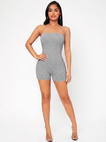 SHEIN PETITE Unitards mujer - Gris Claro - Ver 6