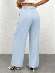 SHEIN PETITE 女士長褲 - 淺藍色 - 查看 2