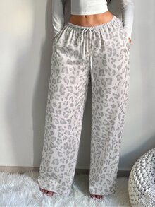 SHEIN SXY 女款舒適休閒極簡低腰抽繩寬腿褲 - 彩色 - 查看 6