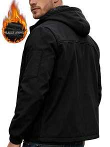 Manfinity Homme Men Teddy Lined Hooded Jacket - Black - View 3