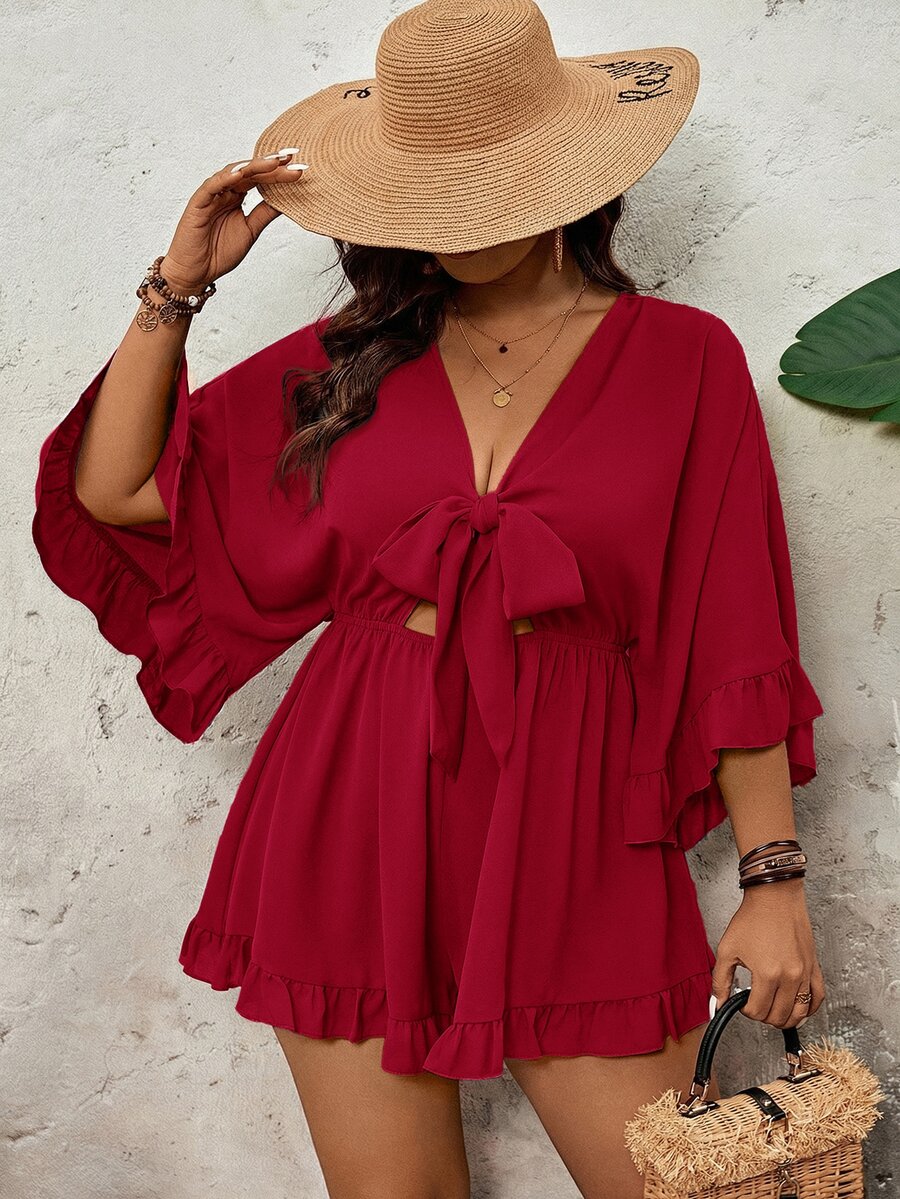SHEIN VCAY Monos Talla Grande - Rojo - Ver 1