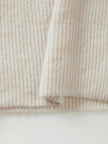 SHEIN Turtleneck Button Detail Split Thigh Sweater Dress - Apricot - View 3